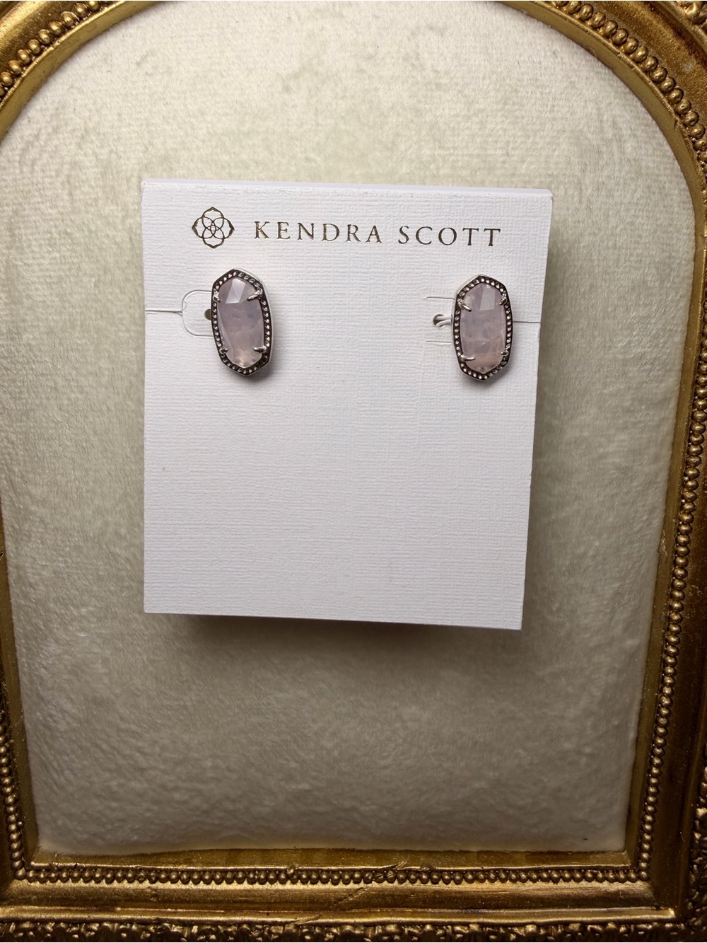 Kendra Scott Ellie Stud Earrings Pale Pink Silver Tone NWT $55